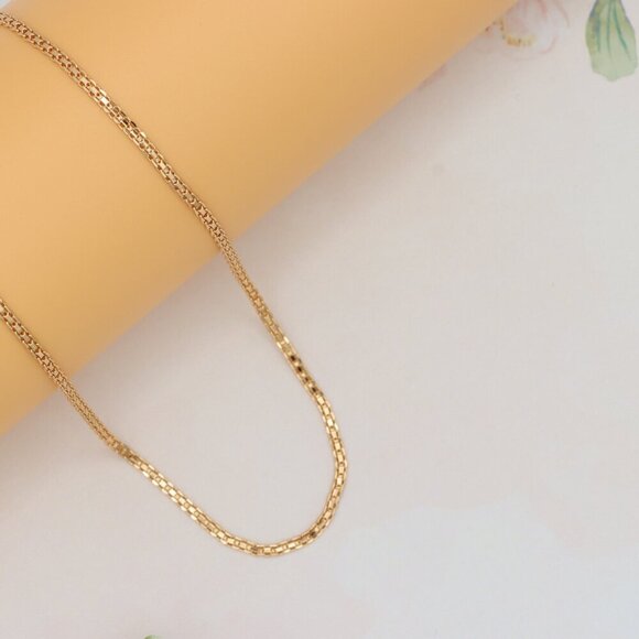 Elegant Rose Gold Flat Link Chain Necklace High Shine Finish, XPNL0252 - Picture 8 of 12